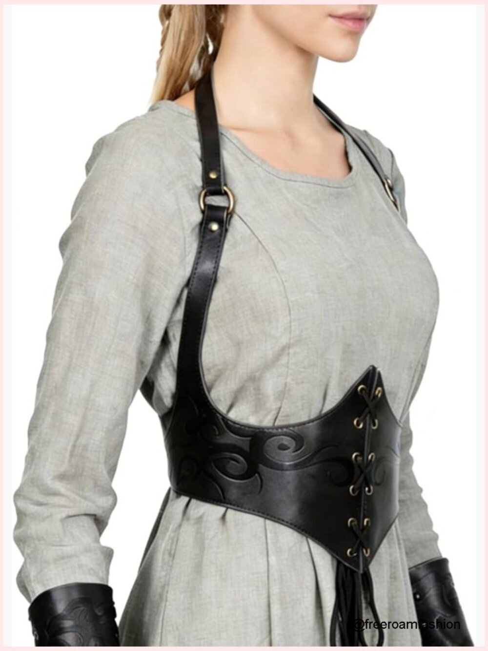 Renaissance Leather Corset Belt Medieval Viking Cinch Belt Women Steampunk